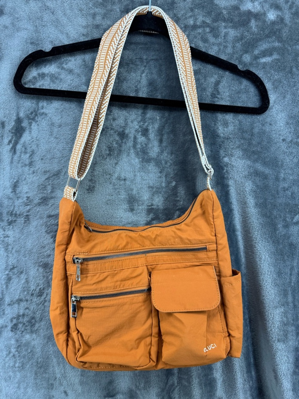 Cluci Waterproof Nylon Camel Orange Crossbody Shoulder Bag Purse